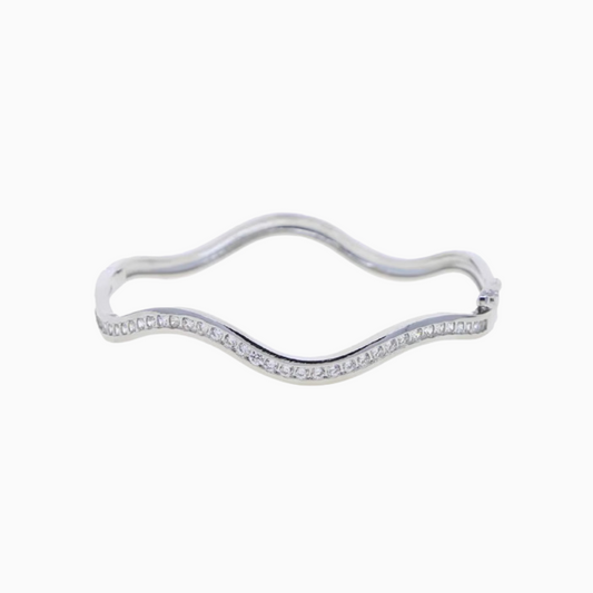 ATHENA DIAMOND BANGLE - SILVER